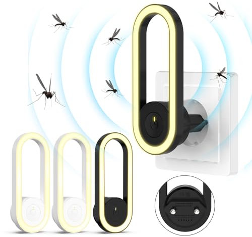 Ultraschall Schädlingsbekämpfer 4 Stück, Elektrisch Insektenschutzmittel Moskitoschutz Innenräumen Plug-in Pest Repeller für Mücken Mäuse Spinnen Kakerlaken Fliegen Wespen Flöhe