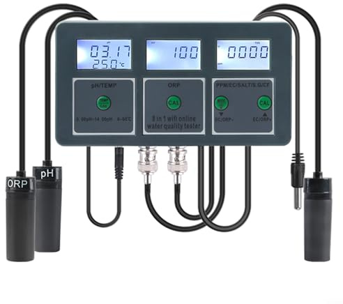 für Tuya WiFi 8-in-1 Wasserqualitätstester, Multi-Parameter-Wasseranalysator, hochgenauer Wasserqualitätstester für Hydrokultur, Aquakultur, Labors (UK)