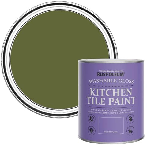 Rust-Oleum Green water resistant Kitchen Tile Paint in Gloss Finish - Jasper 750ml
