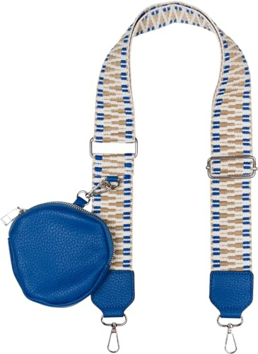 styleBREAKER Taschen Schultergurt Zick-Zack Börse | 5 cm breiter Wechselriemen aus Stoff, stufenlos 85 bis 130 cm anpassbar, silberne Karabinerhaken, rundes 12 cm Zipper-Fach.