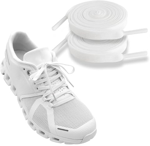 UamGlsob Cordones planos finos de 6mm para zapatillas On Cloud, cordones para zapatos deportivos, running shoe laces (White, 54/140cm)