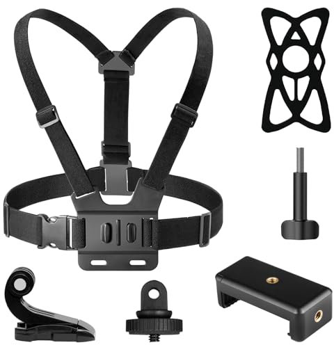 AKASO 6 in 1 Action Cam Brustgurt Kit, kompatibel mit EK7000/EK7000 Pro/Brave 4/Brave 4 Pro/Brave 7 LE/Brave 7/V50X/V50 Pro/V50 Elite/GoPro/DJI/Action Kamera