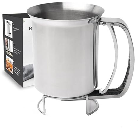 Stainless Steel Pancake Batter Dispenser, Batter Dispenser with Squeeze Handle, Professional Pancake Dispenser for Pancakes, Cupcakes, Muffins and Waffles (800ml)