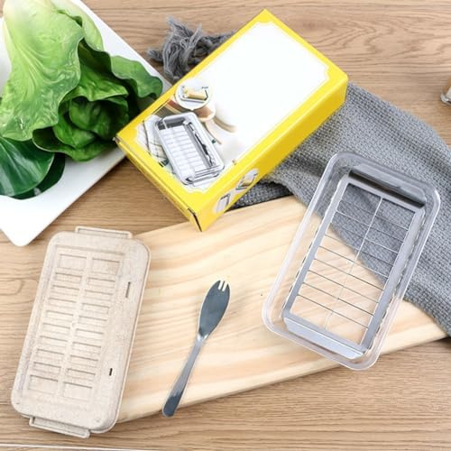Butter Dish, Stainless Steel Butter Cutter Box Cheese Storage Container,With Transparent Cover, Kitchen Supplies For Home Kitchen(biege base)