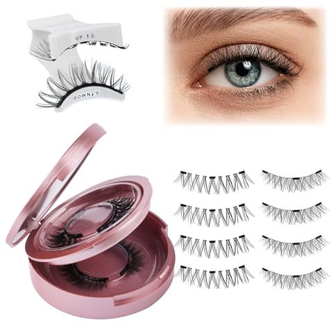 Fadlash Pestañas Postizas Kit Magneticas 2 Pares Pestañas Magnéticas Reutilizables 3D Kit de Pestañas Magneticas Duales Con Clip,Impermeable no Requiere Pegamento (Y1+Y3)