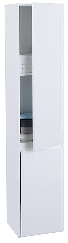 Mendler Hängeschrank HWC-L86AM 160x33cm - weiß | Badschrank, Highboard, Hochschrank, FSC®, Melamin, 2 Türen, 3 Fächer