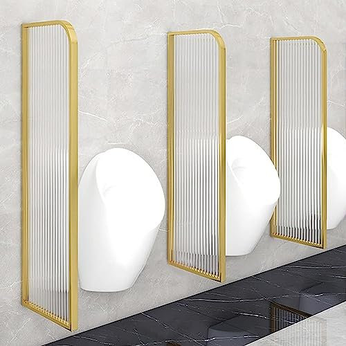 Moderner dekorativer Urinal-Trennwand aus Edelstahl, zur Wandmontage, goldfarben, gehärtetes Glas, Raumteiler für öffentliche Toiletten, Privatsphäre