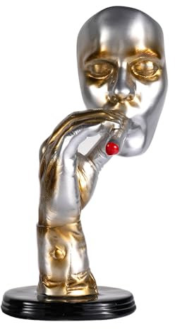 FLYuechun Ranan 14.17inch Creative Art Home Craft Retro Abstract Cigar Smoking Statue Man Ornament Wholesale Room Wine Cabinet Desktop Home Furnishing (Silver)