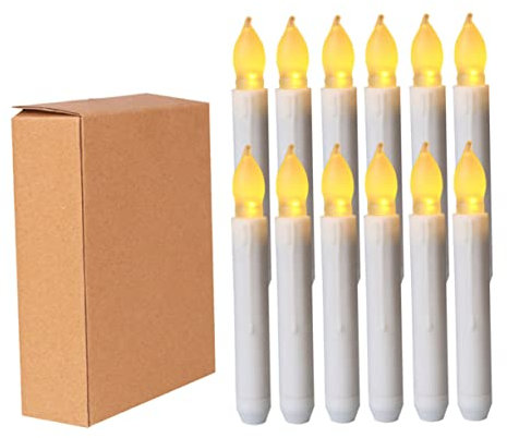 Uonlytech 12stücke Led-kerzen Flammenlos Weiß Dekorative Wachskerzenlichter Für Innenbereich Weihnachten Hochzeit Party Tischdekoration Ohne Batterie Erweiterbares
