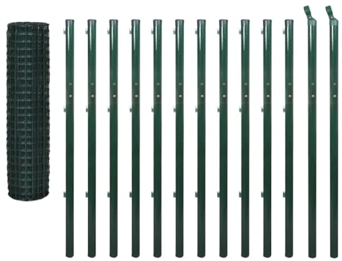 KOIECETA Eurozaun-Set Maschendrahtzaun Gartenzaun Drahtzaun Stahl 25 x 1,7 m Grün