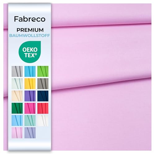 Fabreco Baumwollstoff Meterware Uni 2 M x 160 cm | Weich, langlebig & hautfreundlich | Stoffe zum Nähen & Dekoration | Fabric | rosa