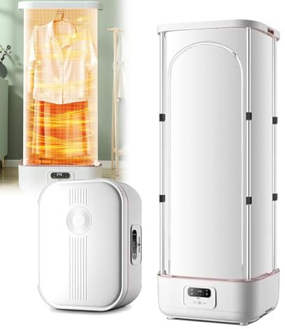360° Hot Air Circulation Portable Dryer & Steam Press Ironing Machine, 900w Folding Electric Clothes Dryer Sanitise, and Dry Clothes, Automatic Garment Care System to Steam