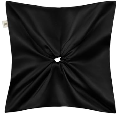LILYSILK Damen 100% Seide Haarschleifen Haargummis mit Windrad-Quadrat-Design elastische Haarbänder für volle elegante Pferdeschwänze(Schwarz)
