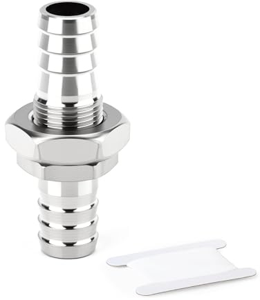 ERGAOBOY 1 pieza de racor pasamuros con espiga para manguera de acero inoxidable 304, conector de montaje en panel con unión recta de 32 mm para aire, agua y combustible