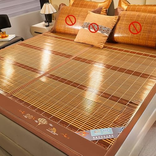 JIAOCKJIAO Colchoneta de Bambú para Dormir, Colchoneta de Bambú de Doble Cara, Estera de Dormir Verano Transpirable y de Tejido Fresco para el Hogar, Plegable Estera de Dormir(BrownB,80x190cm)