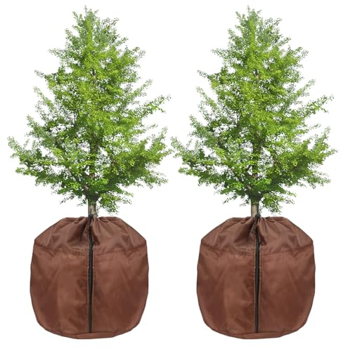 Tranbath Topfschutz Pflanzen Winter,65 * 70 cm 2 Stück Thermo Topfschutz | Winterschutz Pflanzen AußEn mit ReißVerschluss Kordelzug, Winterzelt Pflanzen Frostschutz Wurzelschutz, Wintervlies Pflanzen
