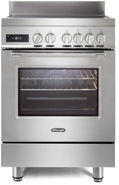 De'Longhi Cocina de inducción Pro 66 MXL, 60 cm, horno eléctrico multifunción, 4 zonas, 1 bridge, línea Professional, Easy Steam, termoventilada 3D, hidrolimpiado, color inoxidable, clase energética A