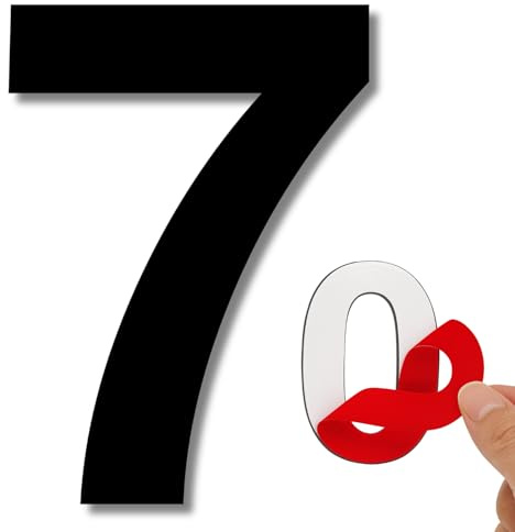 LEIASA | Numero Adesivo da Casa - 150 mm - Acciaio Inossidabile 304 - N° 7 - Numero per Appartamento/Hotel - Numerazione Porte - Numero Civico - Per Esterno e Interno - Numero 7 (7, 150 mm)