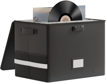 Scatole Di Archiviazione Per Dischi - Cassetta di Conservazione con Coperchio e Maniglie per Collezione di Album di Valore | Porta Documenti Organizzatore Impermeabile e Resistente al Fuoco per