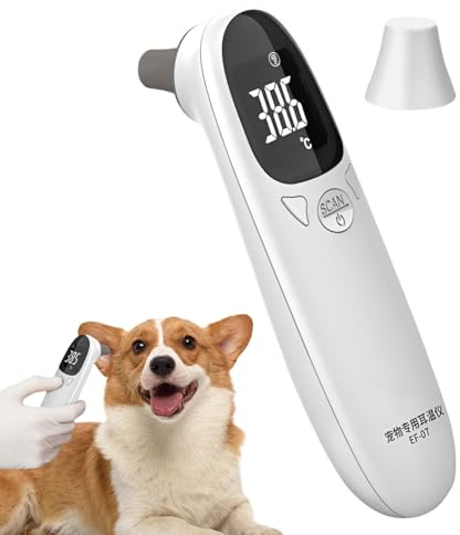 Thermomètre pour chien, thermomètre auriculaire rechargeable par USB, moniteur de température numérique avec écran LCD, dispositif précis de détection de fièvre pour chiens, chats
