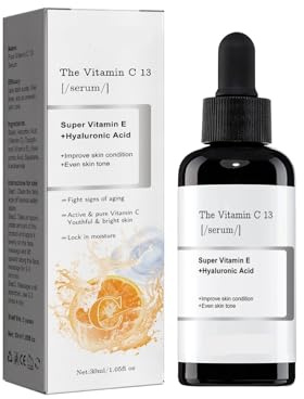 Gesichtsserum mit Vitamin C: Feuchtigkeitsspendend, aufhellend, Anti-Aging, mildert dunkle Flecken und Falten. (1 Stück)