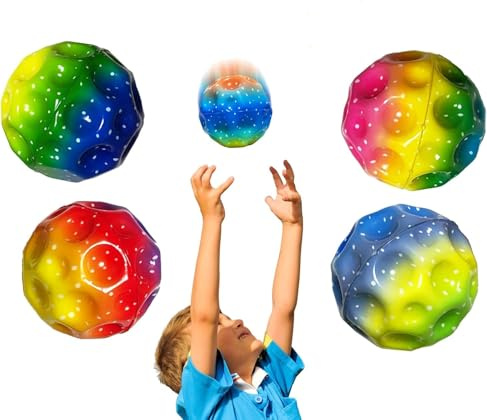 Grillix 4 StüCk Astro Jump Ball Set, Space Moon Ball Interaktives Spielzeug zum Stressabbau, Extra Hochwertige und Robuste Springball für Kinder, Geeignet für Drinnen und DraußEn