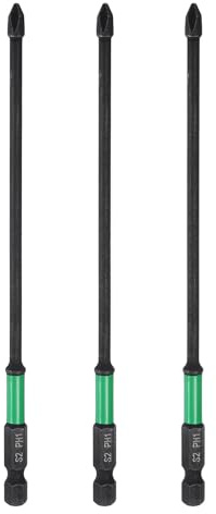 QUARKZMAN 3pcs #1 Embout De Tournevis À Impact Phillips PH1 1/4 Tige Hexagonale 6 (150mm) Long 0.14 Tige Magnétique Tête Cruciforme Embouts De Perçage Acier S2 Tournevis Industriel