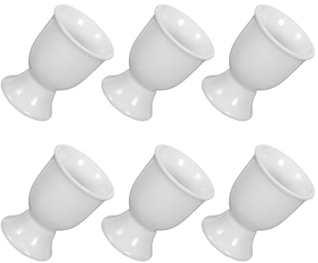 ROMISBABA 6 Piezas Hueveras de Cerámica Blancas Clásicas de Soporte Resistente para Huevos Cocidos y Blandos Accesorio Funcional para Desayuno Comida y Cena Cocina y Buffet