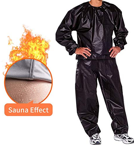 ZJchao Helkroppssvettdräkt för Viktminskning, Träning och Gym, Anti- PVC-material, Unisex Fitness Bastudräkt för Män och Kvinnor (Svart #26)