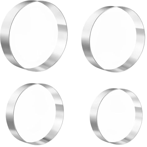 4 StüCk PläTzchen Ausstecher,Runde Backform,Mousse-Ring,PräGeform, Runde Ausstechformen Edelstahl 4 GrößEn,Ausstecher FüR GebäCk Fondant Kuchen BackzubehöR KüChen-Diy-ZubehöR