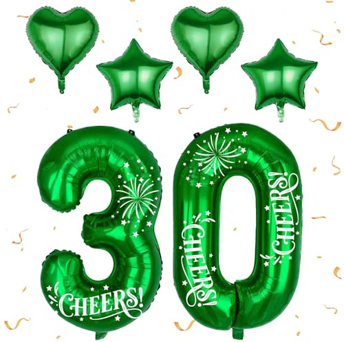 Luftballon Zahlen 30, Grün 30 Geburtstag Zahlen Ballon, Groß Folienballon 32 Zoll Helium Ballons, Luftballon 30 Geburtstag Dekor-Set für Mädchen Junge Geburtstag Party Deko Abschluss Jubiläums