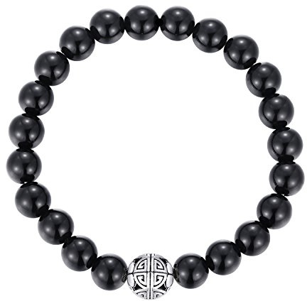 Natürliche 8 mm Edelsteine MetJakt Heilung Crystal Stretch Perlen Armband Armreif mit 925 Sterling Silber Double Happiness Anhänger
