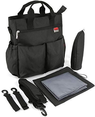 Zerodis Wickeltasche, Wickeltasche, Große Kapazität, Schräger Tragbarer Wagen, Suspension Mom Rucksack (Schwarz)