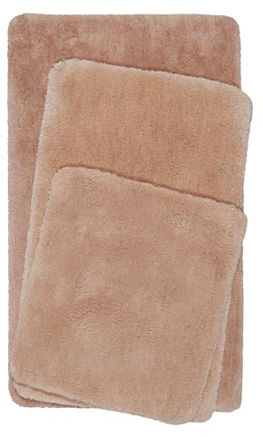 Homie Living Porto Azzurro Badteppich, 55 x 65 cm, lachs | Badematte kuscheliger flauschiger weicher Flor l Rutschfest und Waschbar