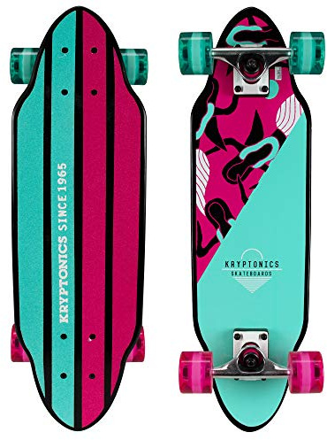 Kryptonics Mini skateboard Cruiser a spalla mancante, completo da 66 cm, per bambini e ragazzi, motivo sirenette