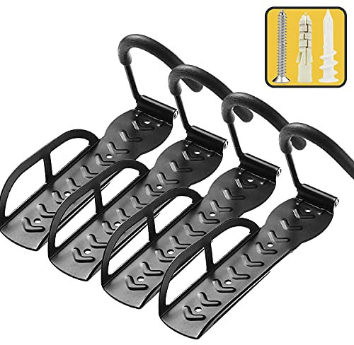 ZASTION Laxama Lot de 4 porte-vélos pour garage avec crochets non réversibles, support mural vertical pour rangement intérieur
