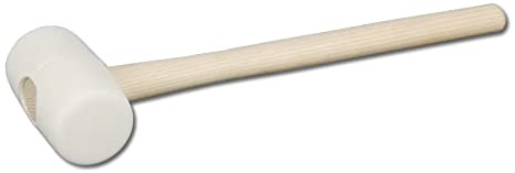 DEWEPRO® Gummihammer 300g weiß mit Holzstiel - Kopf Durchmesser Ø45mm - Schonhammer, Fliesenhammer, Hammer zum schonenden An- und Einklopfen