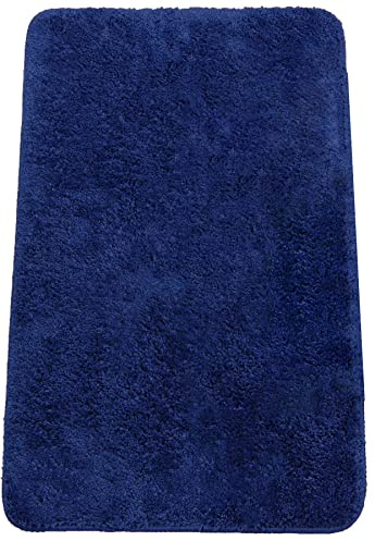 Brandsseller Badezimmerteppich 70x120 cm Badvorleger Badematte Badteppich rechteckig Chenille rutschfest saugstark maschinenwaschbar - Blau