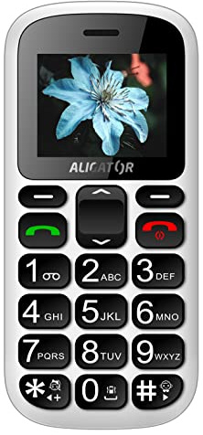 ALIGATOR Seniorer stora mobiltelefon AZA321WT med 1,8 tums färgskärm, SOS-knapp och plats, färg vit 122 x 55 x 14 mm