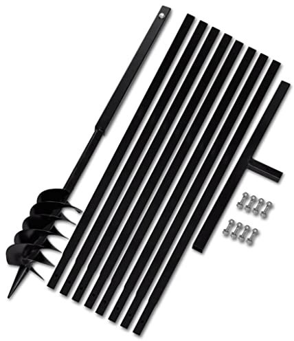 PURADAY Tarière avec poignée - 120 mm - Tube d'extension de 9 m - Tarière manuelle - Tarière de jardin - Foret à métal - Foret à métal pour acier inoxydable