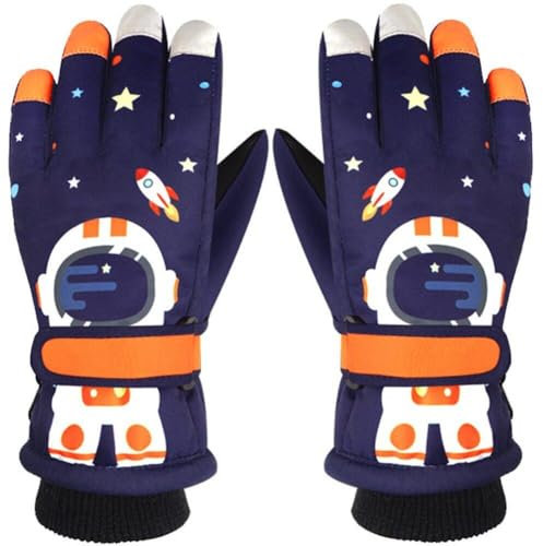 Fituenly wasserdichte Winterhandschuhe Für Kinder Süßer Weltraum Astronaut Atmungsaktiven Winddichten Schnesikis Handschuhe Kleinkind Snowboardhandschuhe Kinder Fäustlinge Für Jungen Mädchen