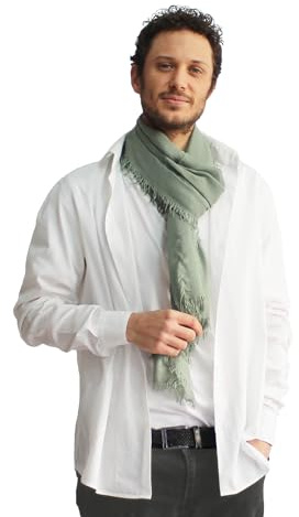 creazioni unique Sciarpa Uomo in Fibra di Bamboo Primavera Estate MADE IN ITALY - Foulard Sciarpa Uomo Leggera e Traspirante (Salvia)