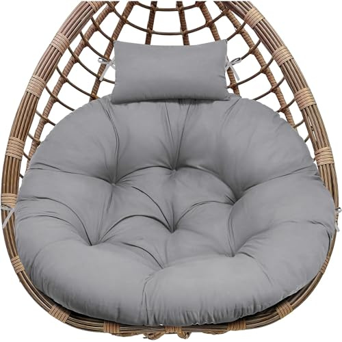 Awoyep Seat Cushion for Hanging Chair, Waterproof Hanging Chair Cushion, Outdoor Egg Hanging Chair Cushion, Hammock Swing Cushion with Removable Headrest & Ties, Home Garden