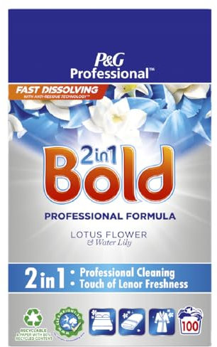 Bold 2-in-1 Washing Powder Laundry Detergent, 100 Washes (6kg), Stain Remover for Clothes, Lotus Flower & Water Lily Scent, Brilliant Cleaning with Built-In Lenor Freshness