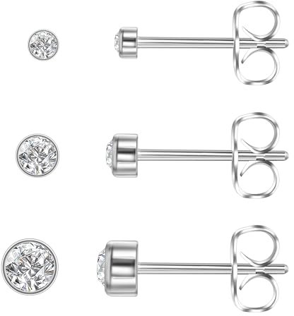 Titan Ohrringe Hypoallergen Damen Herren Mädchen G23 Titan Mini Ohrstecker Kleine 3paar Zirkonia Ohrstecker 2/3/4mm