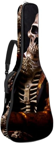 Tasche für Bassgitarre mit Halloween-Schädel 96, Akustikgitarrentasche 101,6 cm (40 Zoll) E-Gitarrenkoffer, wasserdichte Oxford-E-Gitarre, Gigbag für akustische Konzertgitarre, Ukulele, Halloween