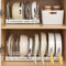 MENGCOOL Porta Coperchi Pentole Salvaspazio, Organizer Pentole e Padelle con 10 Scomparti Regolabili, Organizer Cucina, Porta Pentole Salvaspazio da Cassettone, Bianco