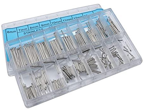 MYVVKIA 360* Assorted Stainless Steel Watch Band Link Cotter Pin Watch Bracelet Strap Link Pins Cotter Bar 6-23mm Kit Professional Watchmaker Watch Repair Too