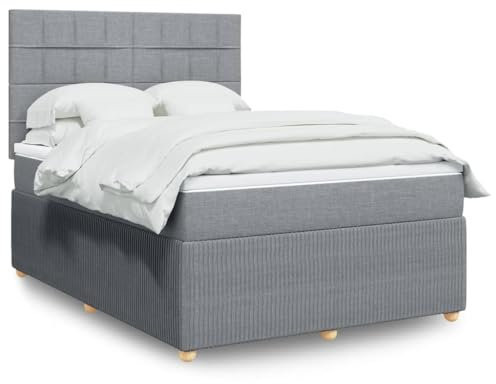 qohoio Boxspringbett mit Matratze Betten Mit Matratze Schlafzimmer Bett Boxspringbett Mit Matratze Hellgrau 140x190 cm Stoff / 3294351