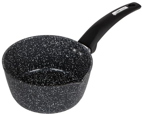 16cm Forged Non-Stick Milk Pan - Speckled Marble Effect, with Pouring Spout, PFAO/PFAS-Free, Induction Compatible, Dishwasher Safe